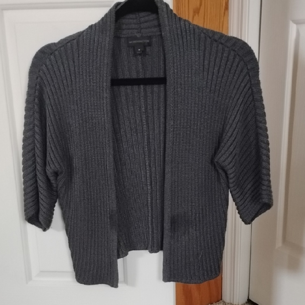 Worthington Charcoal Open-Front Sweater